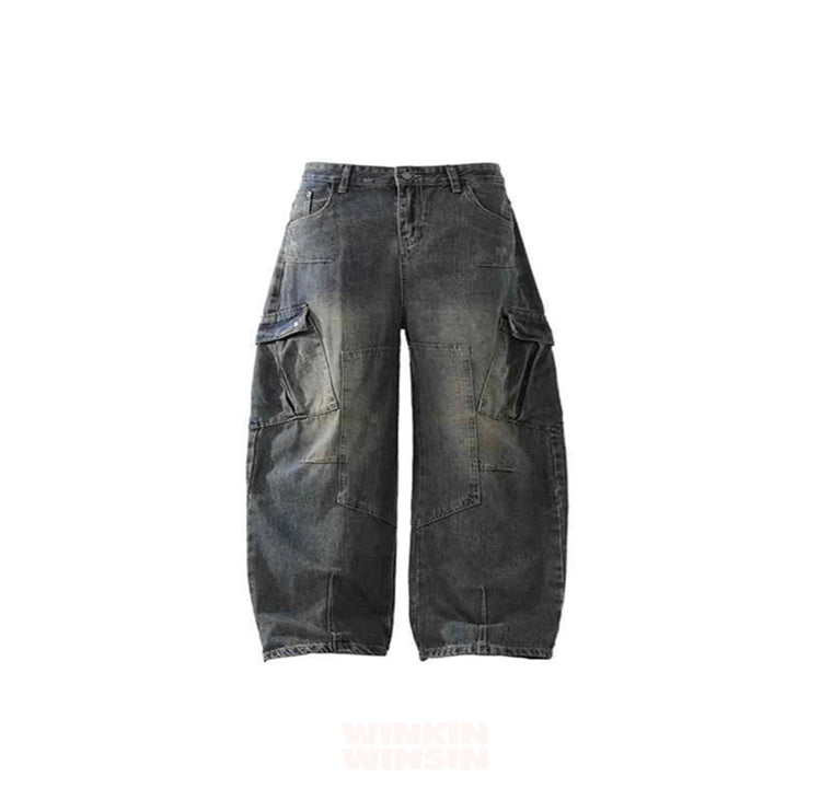 Grunge Washed Denim baggy jean------4309 - TALKLESSFASHION