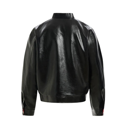 Letter Embroidery Stand Collar Jacket