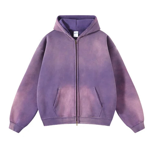 Acid-Washed Oversize Hooded Pullover—2222 - TALKLESSFASHION