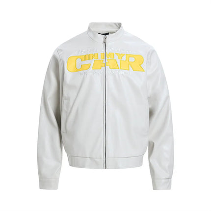 Letter Embroidery Stand Collar Jacket