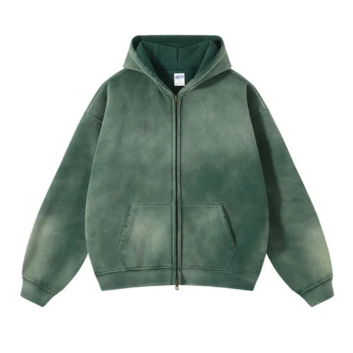 Acid-Washed Oversize Hooded Pullover—2221 - TALKLESSFASHION