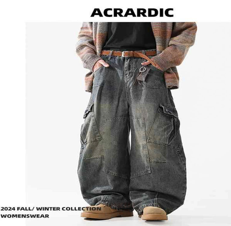 Grunge Washed Denim baggy jean------4309 - TALKLESSFASHION
