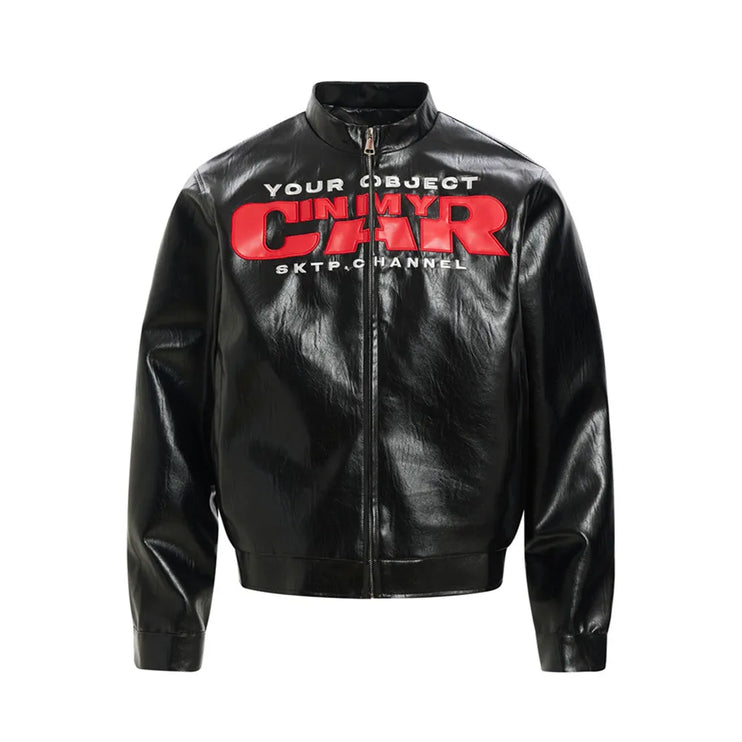 Letter Embroidery Stand Collar Jacket