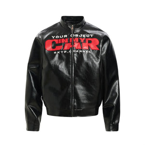Letter Embroidery Stand Collar Jacket