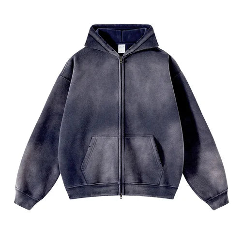 Acid-Washed Oversize Hooded Pullover—2221 - TALKLESSFASHION