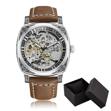 Luxury Automatic Mechanical Watch for Men Hollow Steampunk Dial Skeleton Watches Male Orologio Clock Hombre Relogio Masculino - TALKLESSFASHION