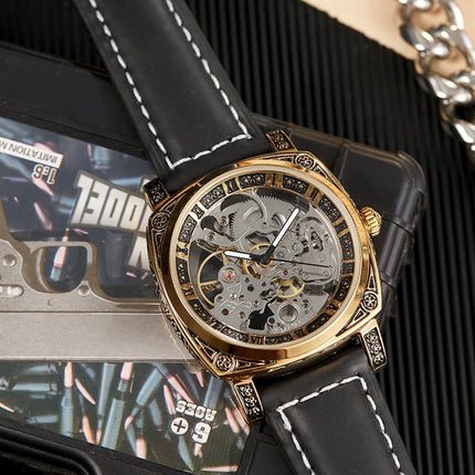 Luxury Automatic Mechanical Watch for Men Hollow Steampunk Dial Skeleton Watches Male Orologio Clock Hombre Relogio Masculino - TALKLESSFASHION