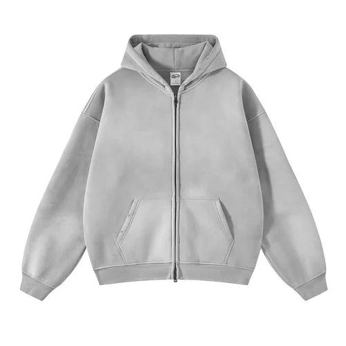 Acid-Washed Oversize Hooded Pullover—2224 - TALKLESSFASHION