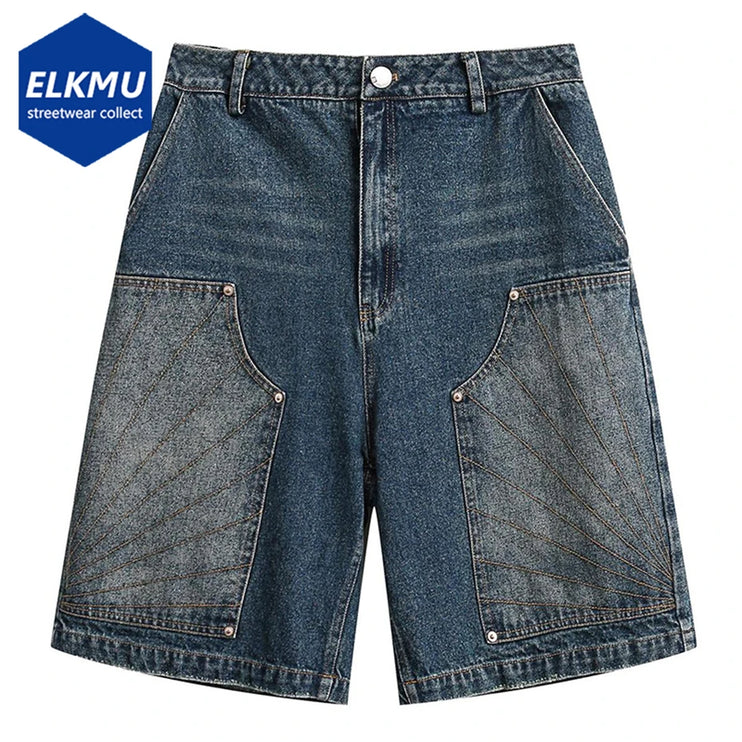 Blue Vintage Patchwork Shorts ---2348 - TALKLESSFASHION