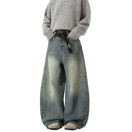 Blue dirty knees Baggy Jeans ——5329 - TALKLESSFASHION