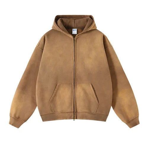 Acid-Washed Oversize Hooded Pullover—2223 - TALKLESSFASHION