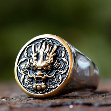 2024 New Fashion 316L Stainless Steel 3D dragon Head Ring High Polished Men's Animal Jewelry for men gift - TALKLESSFASHION