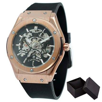 Luxury Automatic Mechanical Watch for Men Hollow Steampunk Dial Skeleton Watches Male Orologio Clock Hombre Relogio Masculino