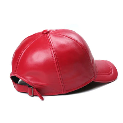 Bucket Leather Red Caps—— - TALKLESSFASHION