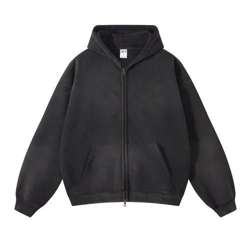 Acid-Washed Oversize Hooded Pullover—2224 - TALKLESSFASHION