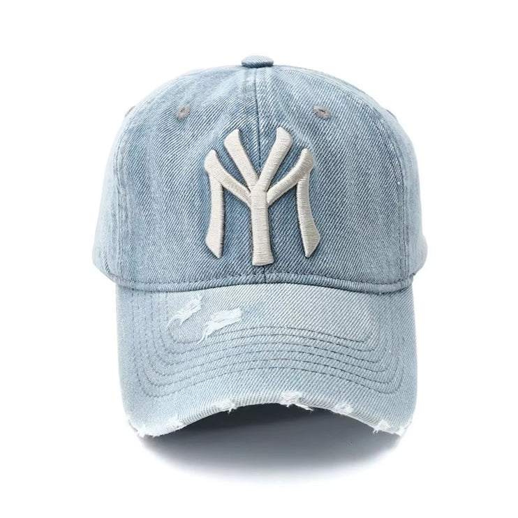 Unisex Letter Embroidery Washed Cowboy Baseball Caps Spring and Autumn Outdoor Adjustable Casual Hats Sunscreen Hat - TALKLESSFASHION