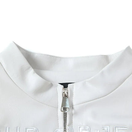Letter Embroidery Stand Collar Jacket