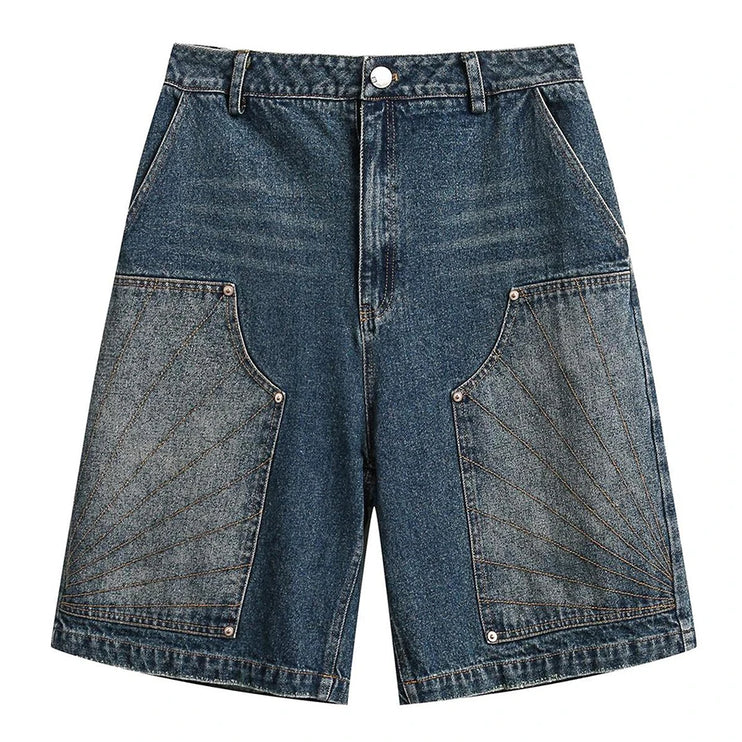 Blue Vintage Patchwork Shorts ---2348 - TALKLESSFASHION