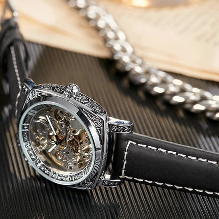 Luxury Automatic Mechanical Watch for Men Hollow Steampunk Dial Skeleton Watches Male Orologio Clock Hombre Relogio Masculino - TALKLESSFASHION