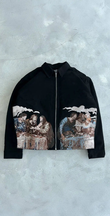 Embroidery Oversized Zipper Jacket--6198 - TALKLESSFASHION