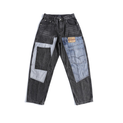 Retro Washed Heavy Ounce Deconstruction Patchwork Jeans - TALKLESSFASHION