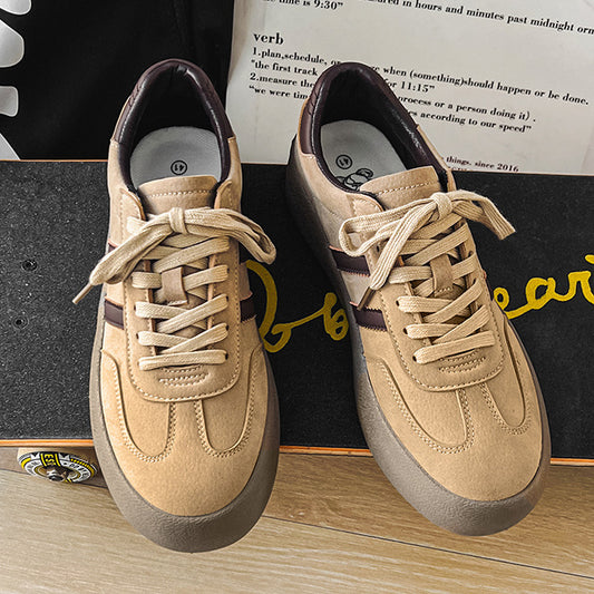 Leather Platform Casual Brown Men's Shoes - TALKLESSFASHION