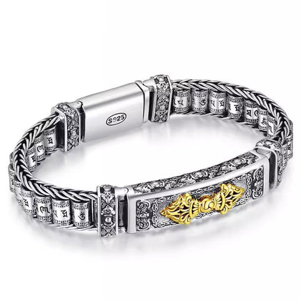 Sterling Silver S925 Six-word Mantra Vajra Bracelet - TALKLESSFASHION
