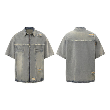 Vintage Frayed Make Old Ripped Denim Zipper Clothes - TALKLESSFASHION
