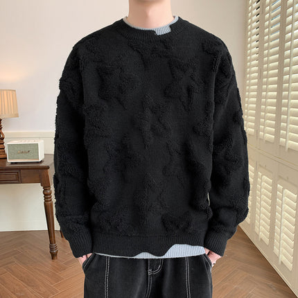 Faux Double Round Neck Sweater—-7379 - TALKLESSFASHION