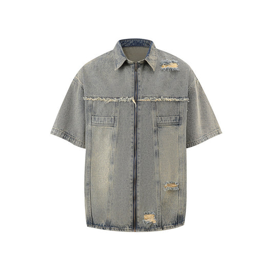 Vintage Frayed Make Old Ripped Denim Zipper Clothes - TALKLESSFASHION