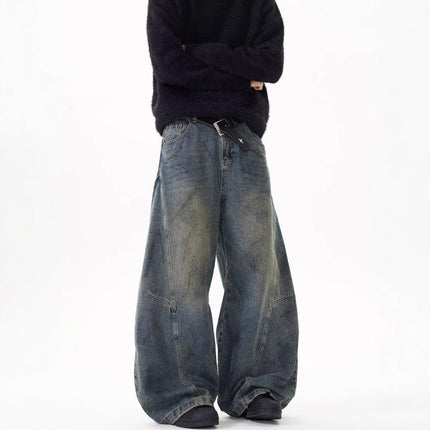 Loose Straight gutter-Washed Unisex Jeans --5534 - TALKLESSFASHION