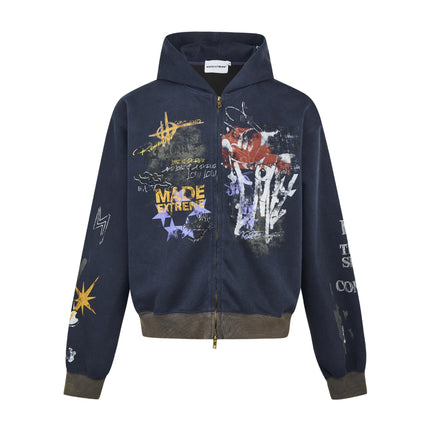 Printed Hooded Men's Autumn And Winter Hip Hop Jacket - TALKLESSFASHION
