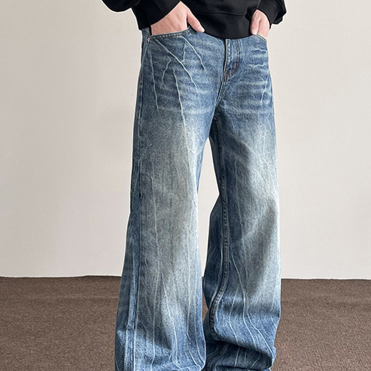 American Retro Lightning Blue Straight Jeans - TALKLESSFASHION