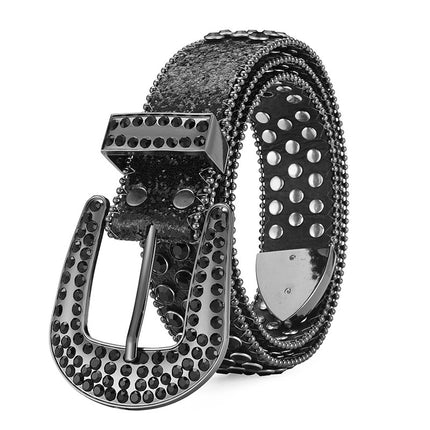 Men Women Alloy Belt Punk Rock Rivet Rhinestone - TALKLESSFASHION