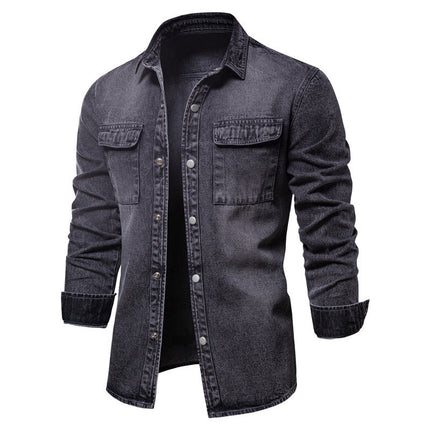Denim Dusk Lapel Jacket —-7360 - TALKLESSFASHION