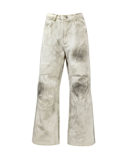 Washed Old Color Pleated Stitching Straight Cargo Loose Trousers - TALKLESSFASHION