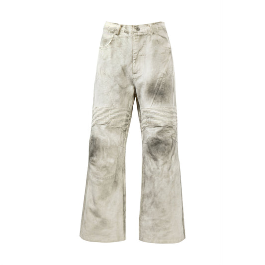 Washed Old Color Pleated Stitching Straight Cargo Loose Trousers - TALKLESSFASHION