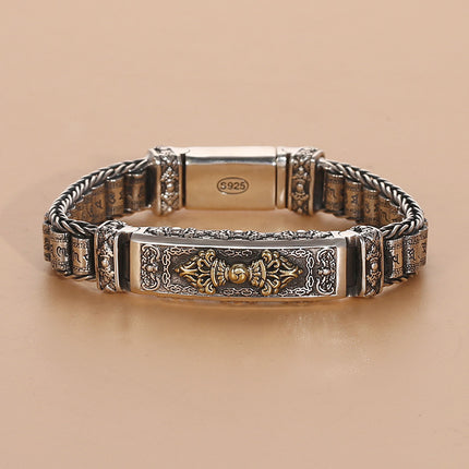 Sterling Silver S925 Six-word Mantra Vajra Bracelet - TALKLESSFASHION