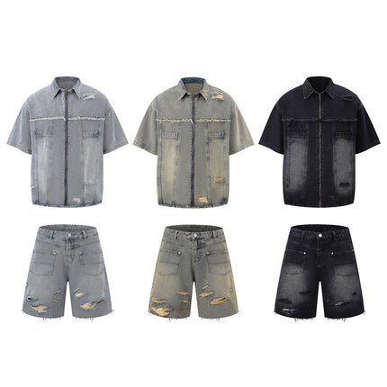 Vintage Frayed Make Old Ripped Denim Zipper Clothes - TALKLESSFASHION