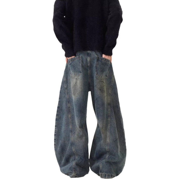 Loose Straight gutter-Washed Unisex Jeans --5534 - TALKLESSFASHION