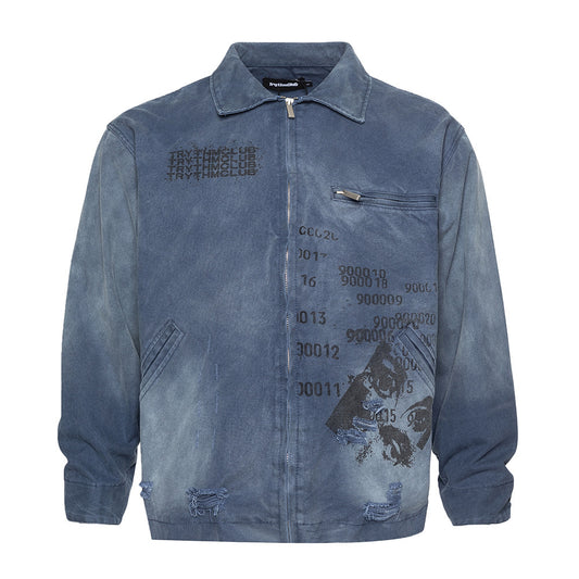 Gradient Inkjet Workwear Jacket For Men - TALKLESSFASHION