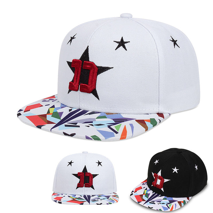 Five-pointed Star Embroidery Outdoor Sun-shade Sun Protection Flat-brimmed Cap - TALKLESSFASHION