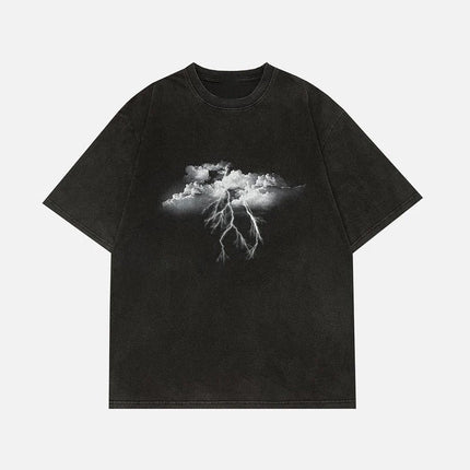 Lightning Print Washed oversized T-Shirt ----8108 - TALKLESSFASHION