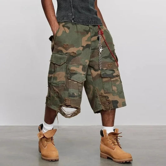 Multi-Pocket camouflage cargo short --6825 - TALKLESSFASHION