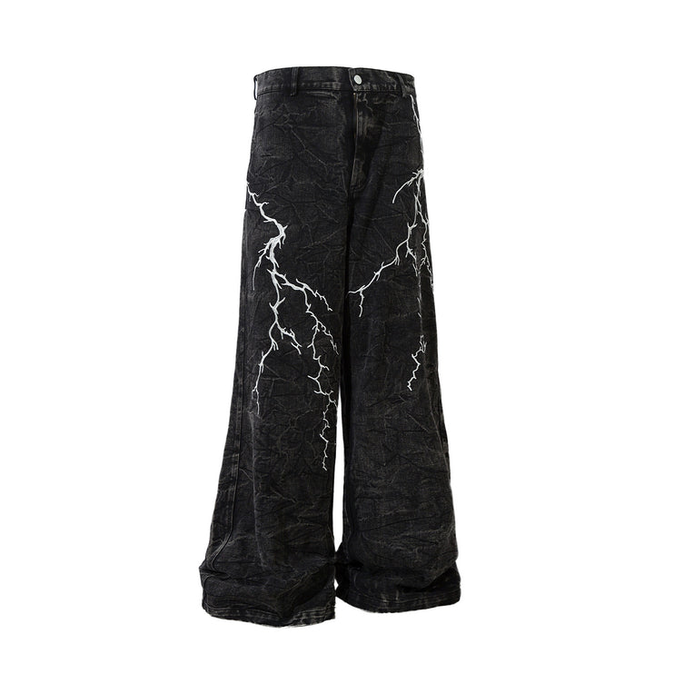 Thunderbolt Denim Straight Jeans—8733 - TALKLESSFASHION