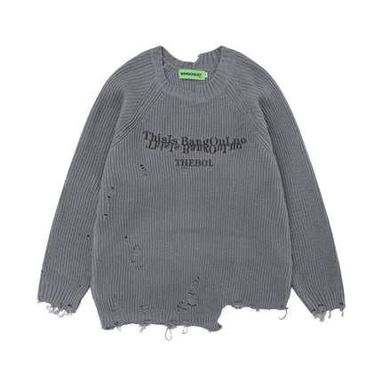 Lazy Ripped Sweater Men's Loose - TALKLESSFASHION