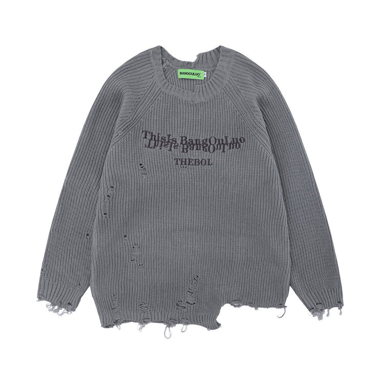 Lazy Ripped Sweater Men's Loose - TALKLESSFASHION