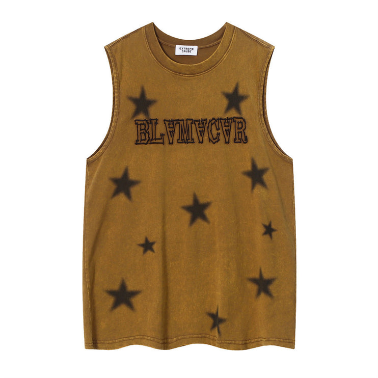 Star-Boy Washed Loose Vest——-7844 - TALKLESSFASHION