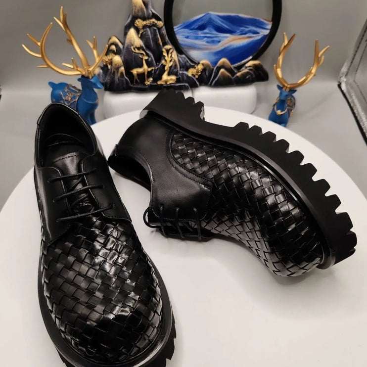 Woven Pattern Space-Up Shoes -----7181 - TALKLESSFASHION