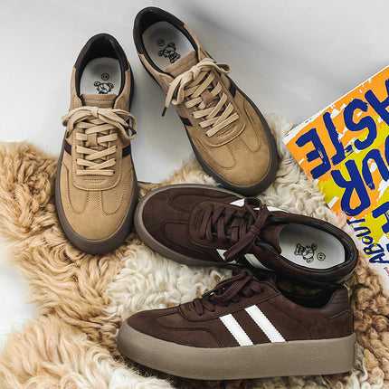 Leather Platform Casual Brown Men's Shoes - TALKLESSFASHION